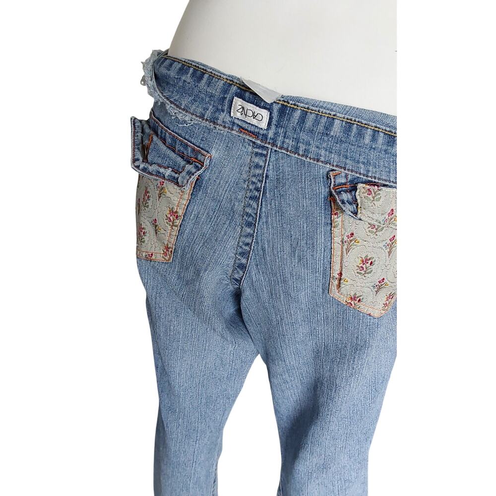 Cache Distressed Boho Hippie Patch Boot Flare Jea… - image 8